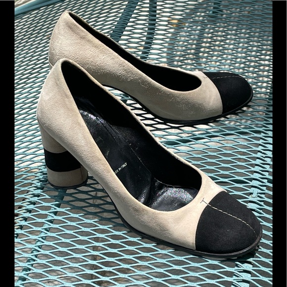 Prada Two Tone Buff and Black Suede Shoes - Picture 11 of 11